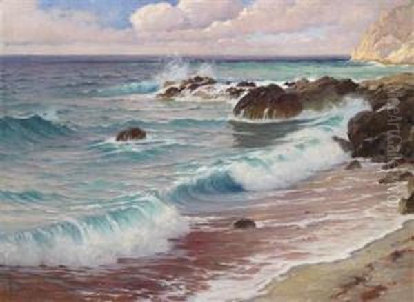 Crashing Waves Oil Painting by Paul von Spaun