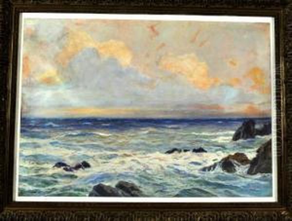 Meeresbrandung An Der Kuste Von Capri Oil Painting by Paul von Spaun