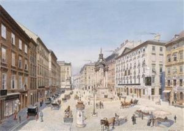 Der Hohe Markt In Wien Oil Painting by Raimund, Baron Von Stillfried Und Rathenitz