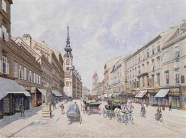 Die Innere Mariahilferstrase Oil Painting by Raimund, Baron Von Stillfried Und Rathenitz