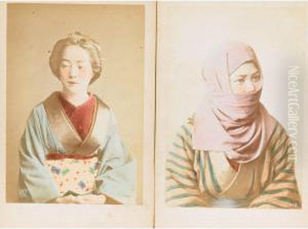 Japanese Photographs Oil Painting by Raimund, Baron Von Stillfried Und Rathenitz