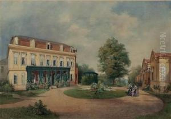 Landhaus Der Familie Albert Hardt In Hadersdorf Bei Wien Oil Painting by Emanuel Ritter Von Stockler