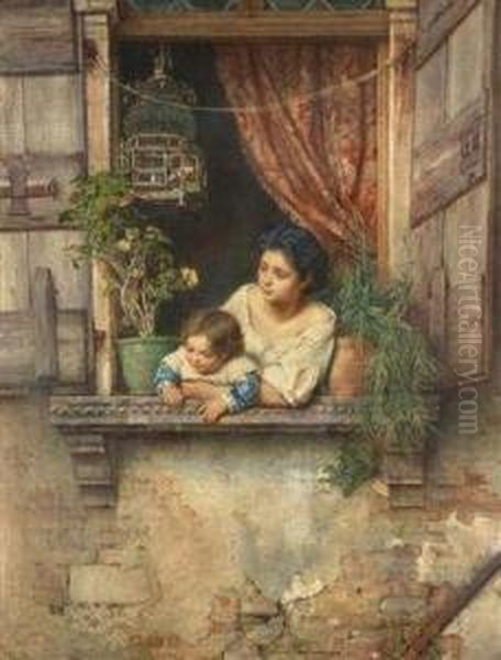 Fenster Oil Painting by Emanuel Ritter Von Stockler