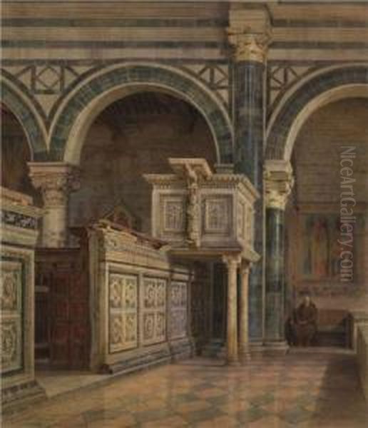 Interno Di Chiesa Con Figura Oil Painting by Emanuel Ritter Von Stockler