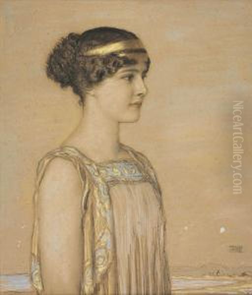 Portrait Of Mary In Greek Costume Oil Painting by Franz von Stuck