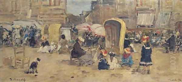 The Beach at Trouville 05 Oil Painting by Eugene Boudin