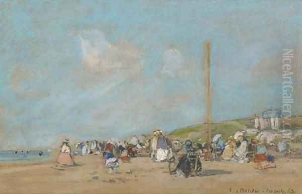 La plage de Trouville Oil Painting by Eugene Boudin