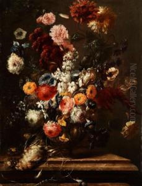 Blumenstillleben Oil Painting by Frans Werner Von Tamm