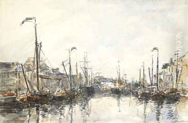 Le bassin à Bruxelles Oil Painting by Eugene Boudin