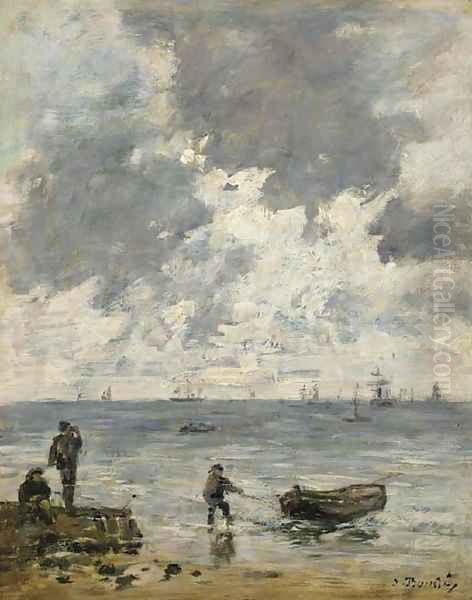 Le Havre La mer au soleil couchant Oil Painting by Eugene Boudin