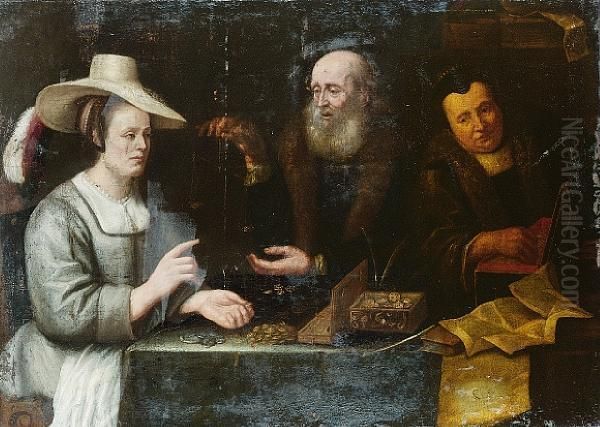 The Money Lenders Oil Painting by Christian Von Thum