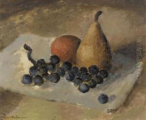 Still Life With Fruits. Oil Painting by Johann Wilhelm Von Tscharner