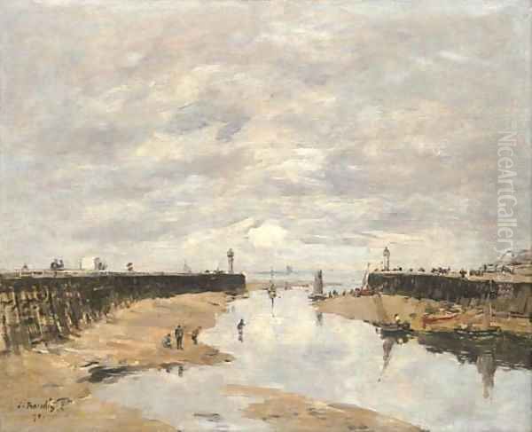 Les jetees, maree basse, Trouville Oil Painting by Eugene Boudin