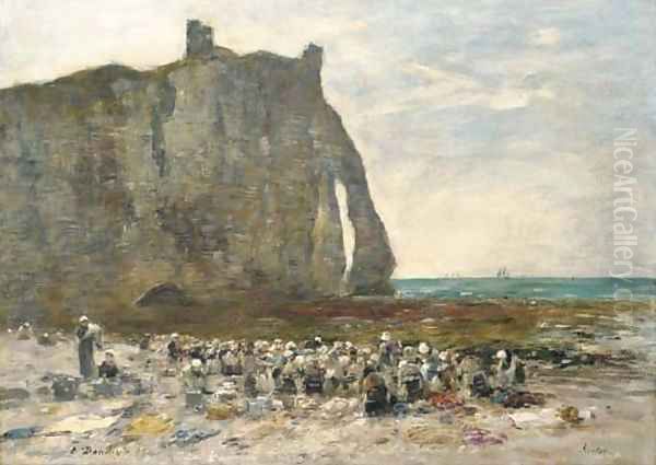 Les laveuses d'Etretat Oil Painting by Eugene Boudin