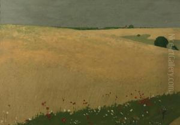 Poppies In A Field Oil Painting by Hans Richard Von Volkmann