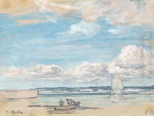 Rivage aux environs de Trouville Maree basse Oil Painting by Eugene Boudin