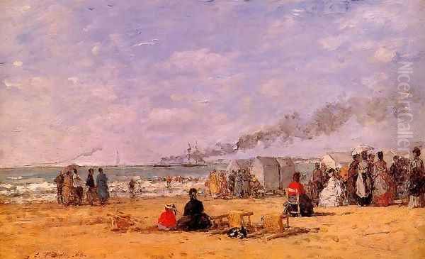 The Beach at Trouville 1868 Oil Painting by Eugene Boudin