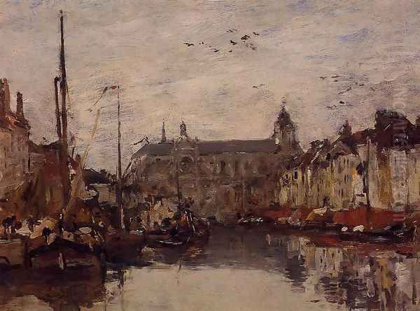 The Market at Landenneau 1870 Oil Painting by Eugene Boudin