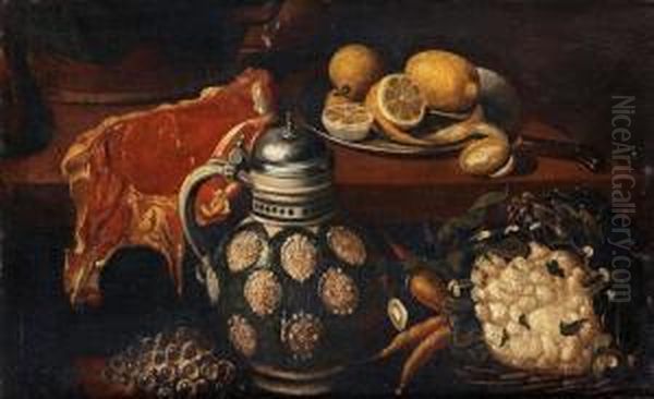 Still Life With Meat, Fruit And Vegetables Oil Painting by Gottfried, Gotthardt Von Wedig