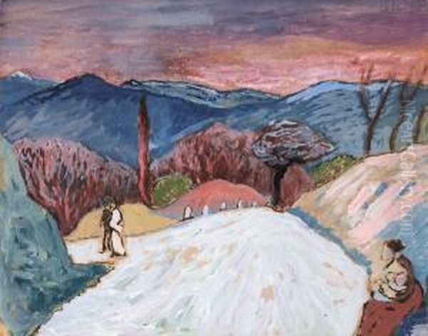 Strasse Mitpaar Nach Links Und Mutter Mit Kind Oil Painting by Marianne von Werefkin