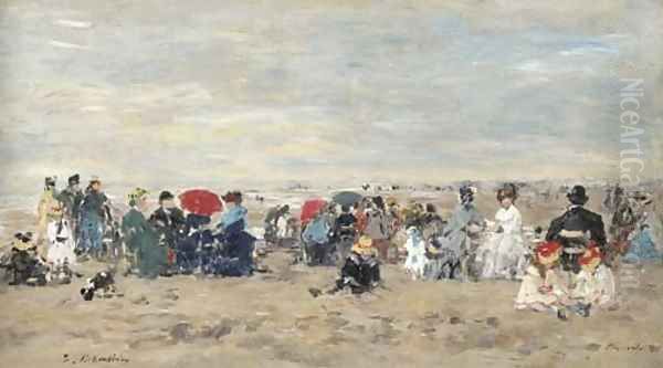 Trouville Scene de plage 2 Oil Painting by Eugene Boudin