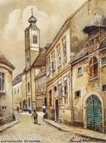 Alt Nusdorf St.thomas Oil Painting by Heinrich Von Wertheim