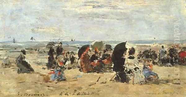 Trouville Scene de plage 3 Oil Painting by Eugene Boudin