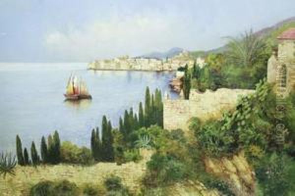 Veduta Di Dubrovnik Oil Painting by Heinrich Von Wertheim