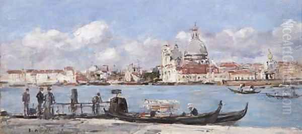 Venise La salute et la douane La giudecca au fond Vue prise du grand canal Oil Painting by Eugene Boudin