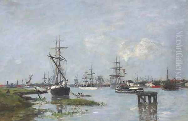 Anvers, Le port 2 Oil Painting by Eugene Boudin