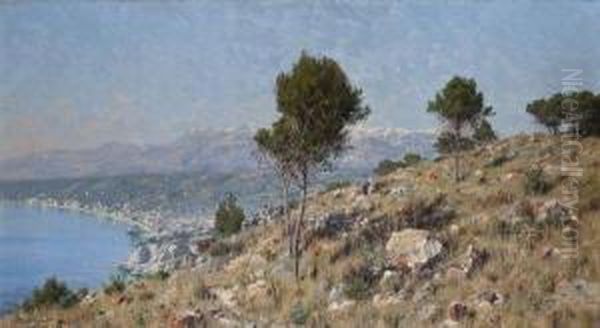 Vue Du Mont Boron Oil Painting by Johan Peter Von Wildenradt