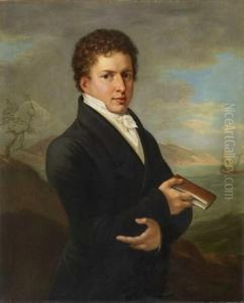 Bildnis Eines Jungenmannes Mit Buch Oil Painting by August Von Wille