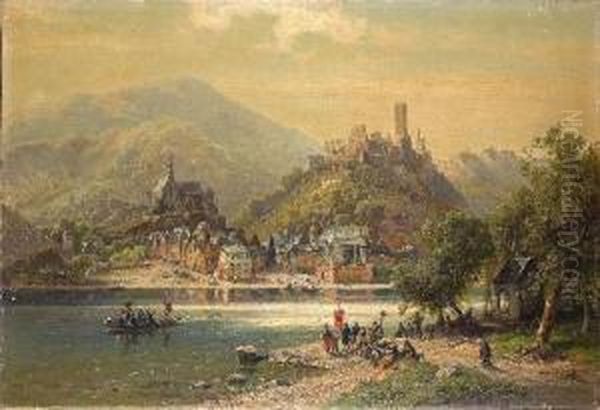 Beilstein An Der Mosel Mit Der Burgruine Metternich Oil Painting by August Von Wille