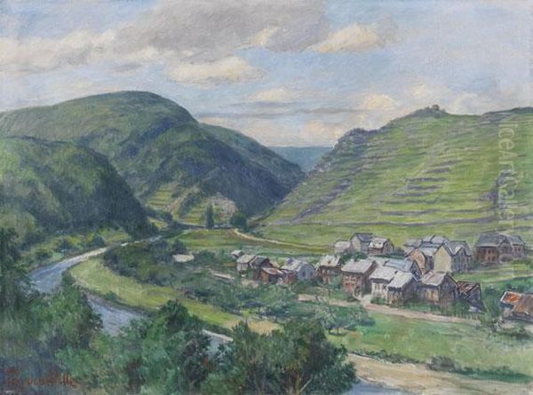 Vallis Porta (blick Auf Walporzheim) Oil Painting by Fritz Von Wille