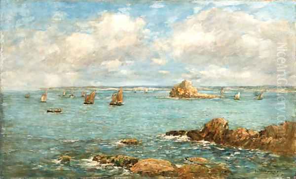 Douarnenez, Bteaux dans la baie Oil Painting by Eugene Boudin