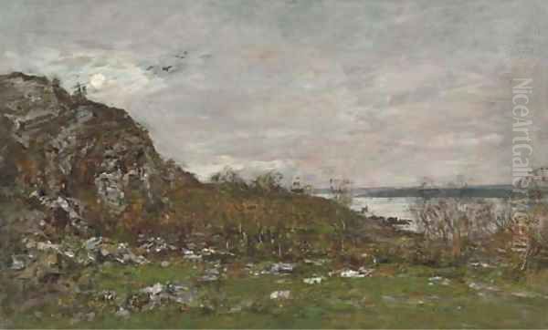 Embouchure de l'Elorn aux environs de Brest Oil Painting by Eugene Boudin