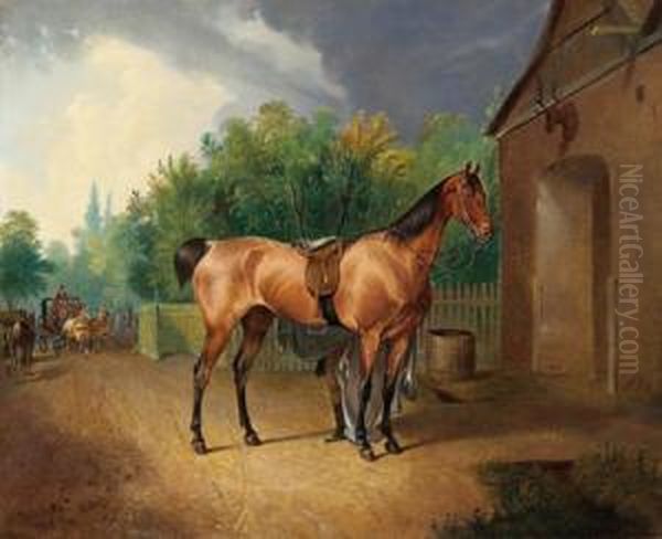 Vor Der Raststation Oil Painting by Franz Zeller Von Zellenberg