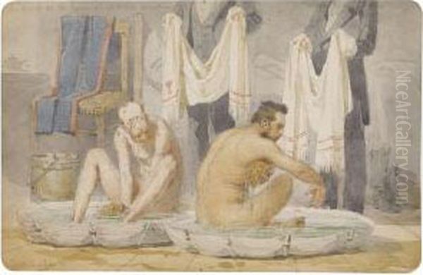 Benckendorff Bathing Oil Painting by Mihaly von Zichy