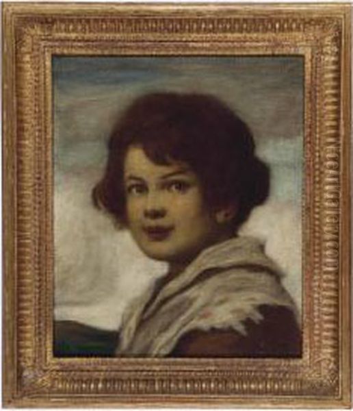 Portrait Of A Boy Oil Painting by Ludwig Von Zumbusch