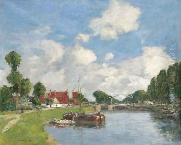 L'Ecluse à Saint-Valery sur Somme Oil Painting by Eugene Boudin