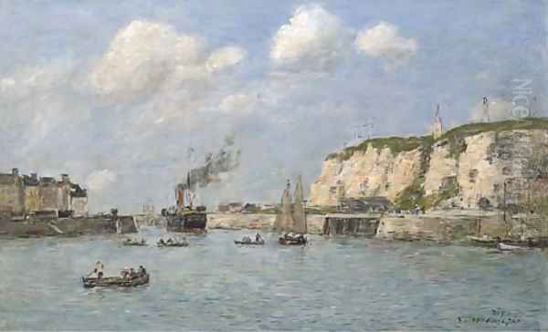 L'entree du port, Dieppe Oil Painting by Eugene Boudin