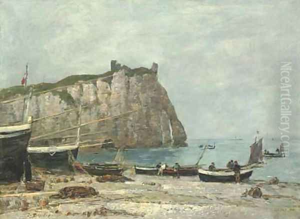 La falaise d'Aval, Etretat Oil Painting by Eugene Boudin