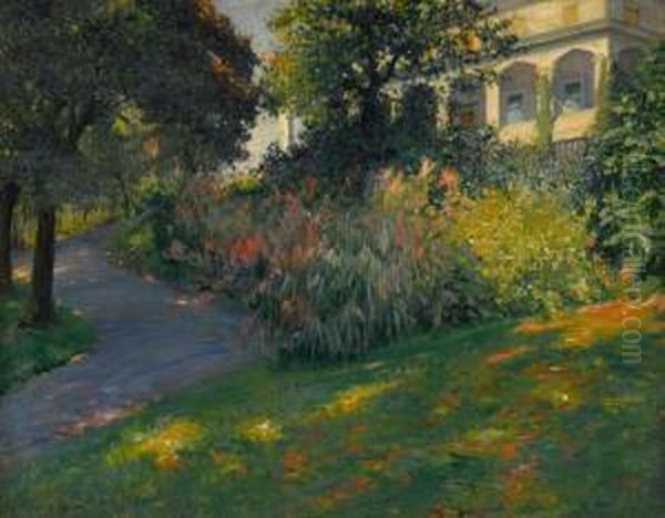 Sun Dappled Garden Oil Painting by Robert William Vonnoh