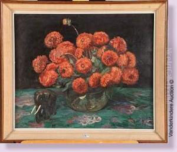 Nature Morte Aux Fleurs Et A L'elephant Oil Painting by Yvonne Vonnot-Viollet