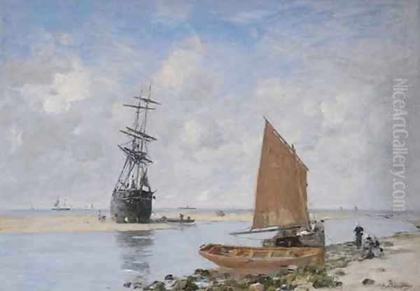 Passe de Trouville, maree basse 2 Oil Painting by Eugene Boudin