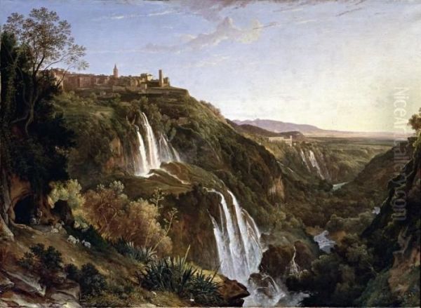 Veduta Delle Grandi E Piccole Cascatelle Di Tivoli Oil Painting by Hendrik Voogd