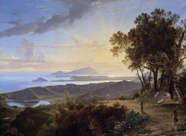 Vista Dei Campi Flegrei Dal Belvedere Di Camaldoli Oil Painting by Hendrik Voogd