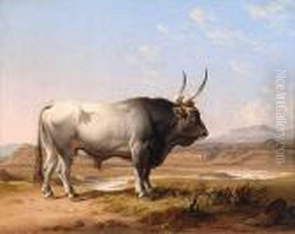 Cow At Dusk Oil Painting by Hendrik Voogd