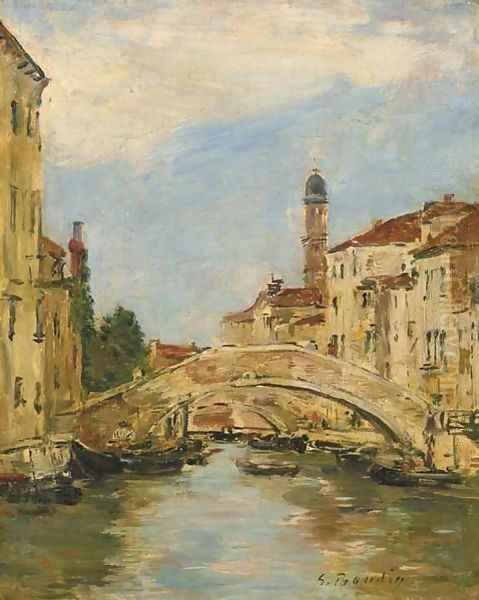 Petit canal à Venise Oil Painting by Eugene Boudin