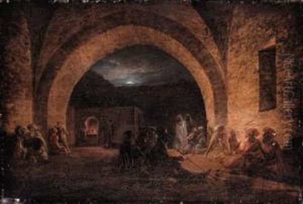 Night View Of Jerusalem Oil Painting by Maksim Nikiforovich Vorob'Ev